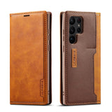 Samsung Galaxy S23 Ultra 5G Case LC.IMEEKE Secure Flip - Brown