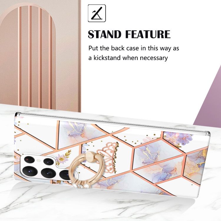 Samsung Galaxy S23 Ultra 5G Case Marble Flower Crown IMD TPU