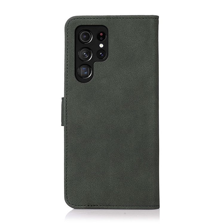 Samsung Galaxy S23 Ultra 5G Case Matte Texture Secure Flip Wallet - Dark Green