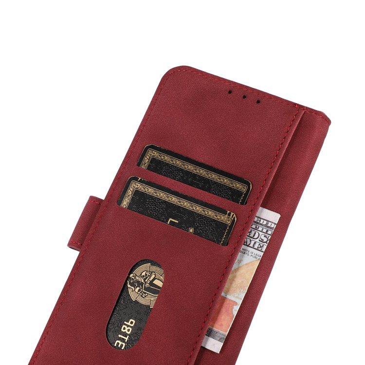 Samsung Galaxy S23 Ultra 5G Case Matte Texture Secure Flip Wallet - Red