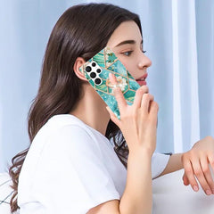 Samsung Galaxy S23 Ultra 5G Case Splicing Marble IMD - Blue Flower