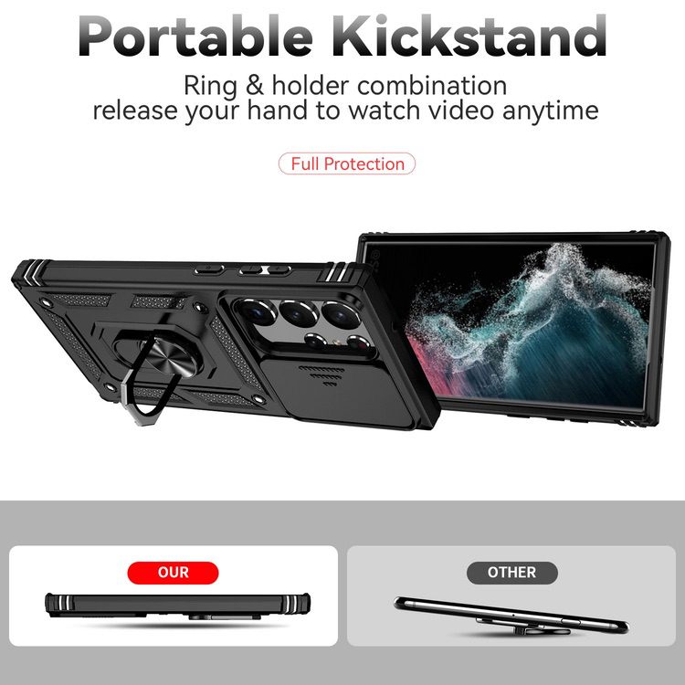 Samsung Galaxy S23 Ultra 5G Case With Camera Shield Cover - Black