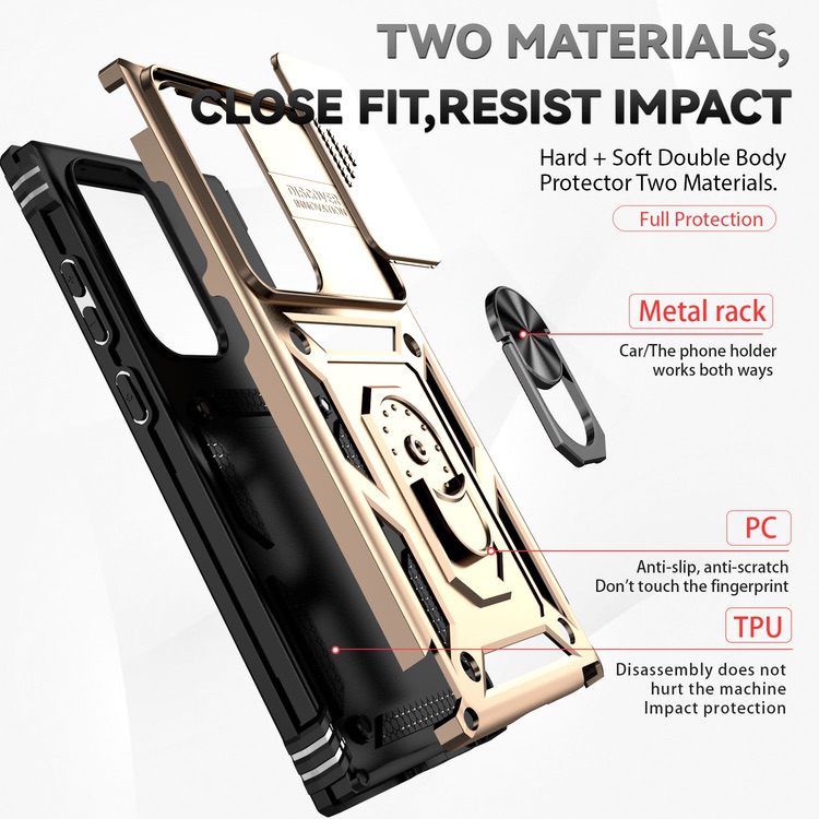Samsung Galaxy S23 Ultra 5G Case With Camera Shield Cover - Gold