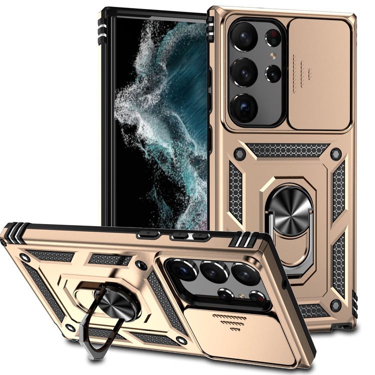 Samsung Galaxy S23 Ultra 5G Case With Camera Shield Cover - Gold