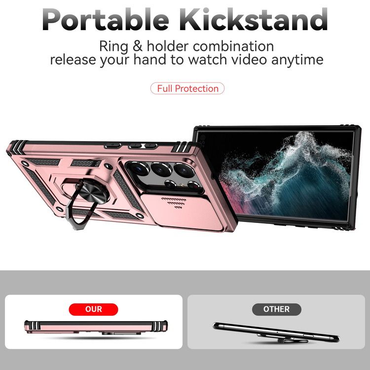 Samsung Galaxy S23 Ultra 5G Case With Camera Shield Cover - Rose Gold