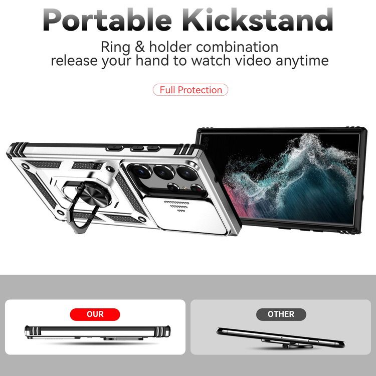 Samsung Galaxy S23 Ultra 5G Case With Camera Shield Cover - Silver