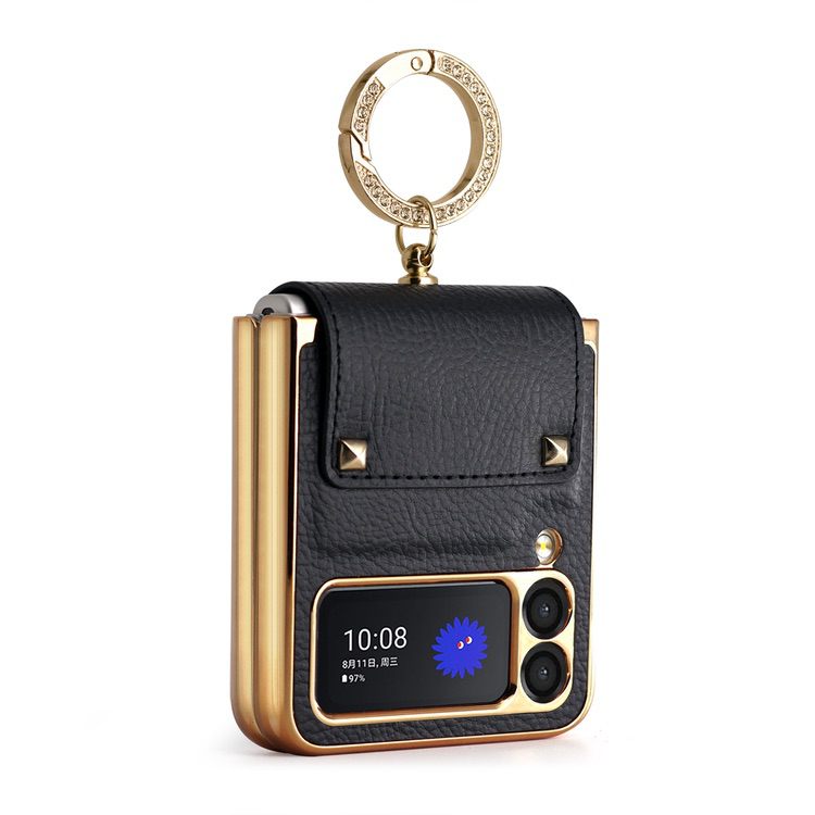 Samsung Galaxy Z Flip 3 5G Case Colourful with Metal Ring Holder - Black