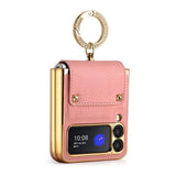 Samsung Galaxy Z Flip 3 5G Case Colourful with Metal Ring Holder - Pink