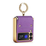Samsung Galaxy Z Flip 3 5G Case Colourful with Metal Ring Holder - Purple