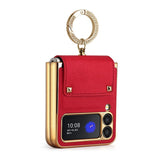 Samsung Galaxy Z Flip 3 5G Case Colourful with Metal Ring Holder - Red