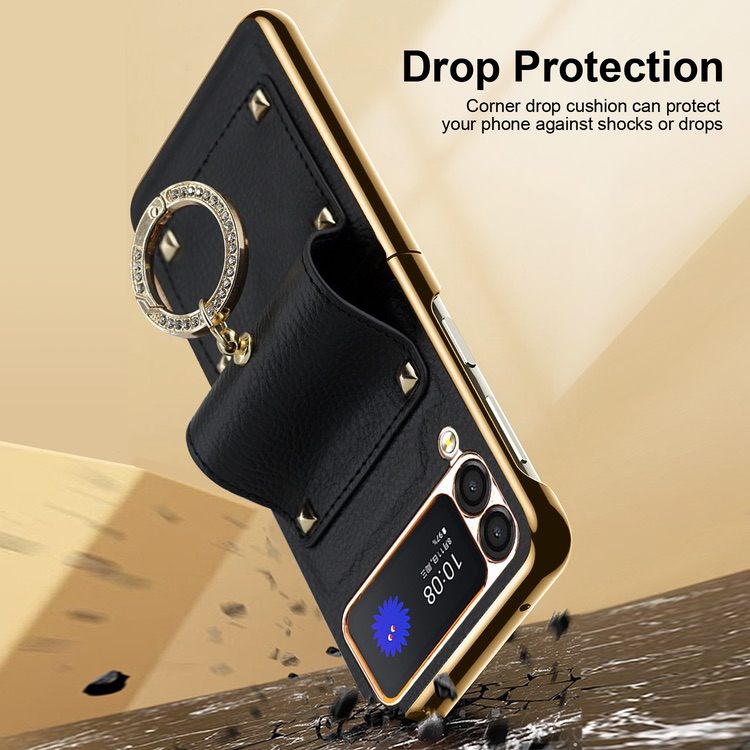 Samsung Galaxy Z Flip 3 5G Case Colourful with Metal Ring Holder - Red