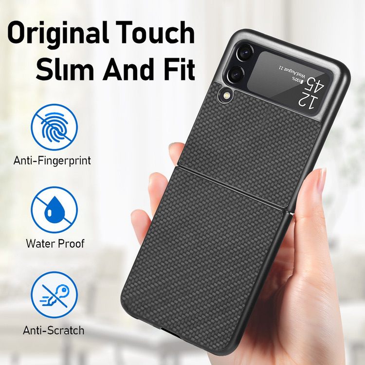 Samsung Galaxy Z Flip 4 5G Case Cross Pattern Slim PC Protective - Black