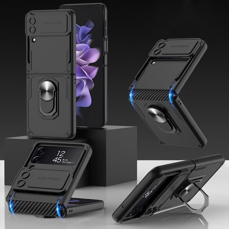 Samsung Galaxy Z Flip 4 5G Case GKK Carbon Brazing Pattern - Black