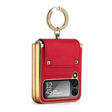 Samsung Galaxy Z Flip 4 5G Case Colourful with Metal Ring Holder - Red