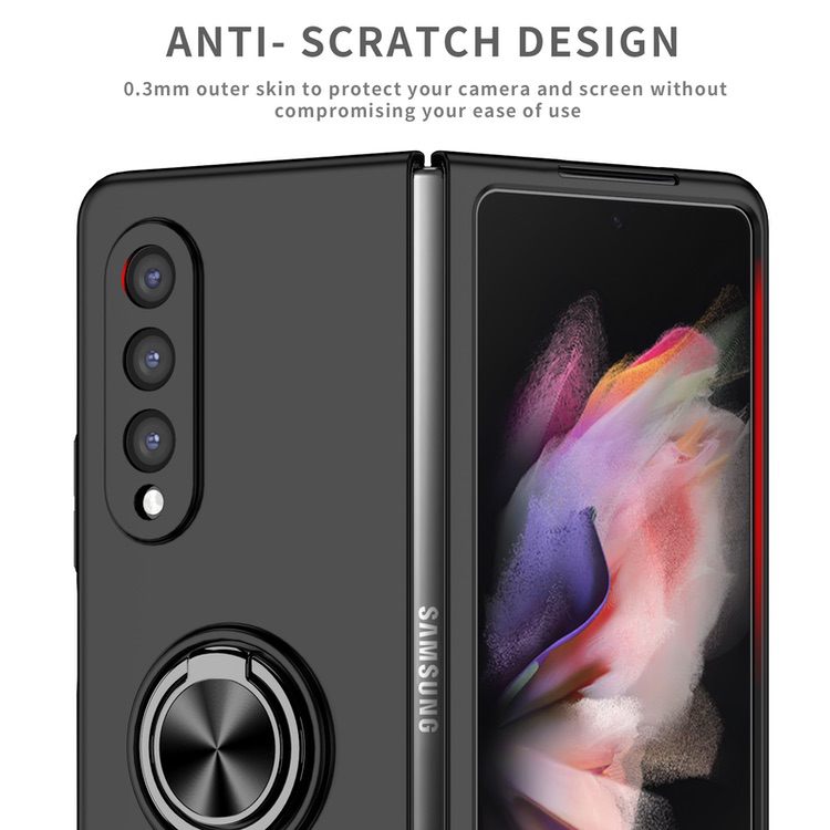 Samsung Galaxy Z Fold 3 5G Case PC With Integrated Ring Buckle - Black