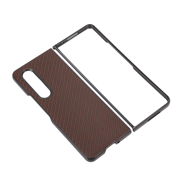 Samsung Galaxy Z Fold 4 5G Case Secure Carbon Fiber Texture - Brown