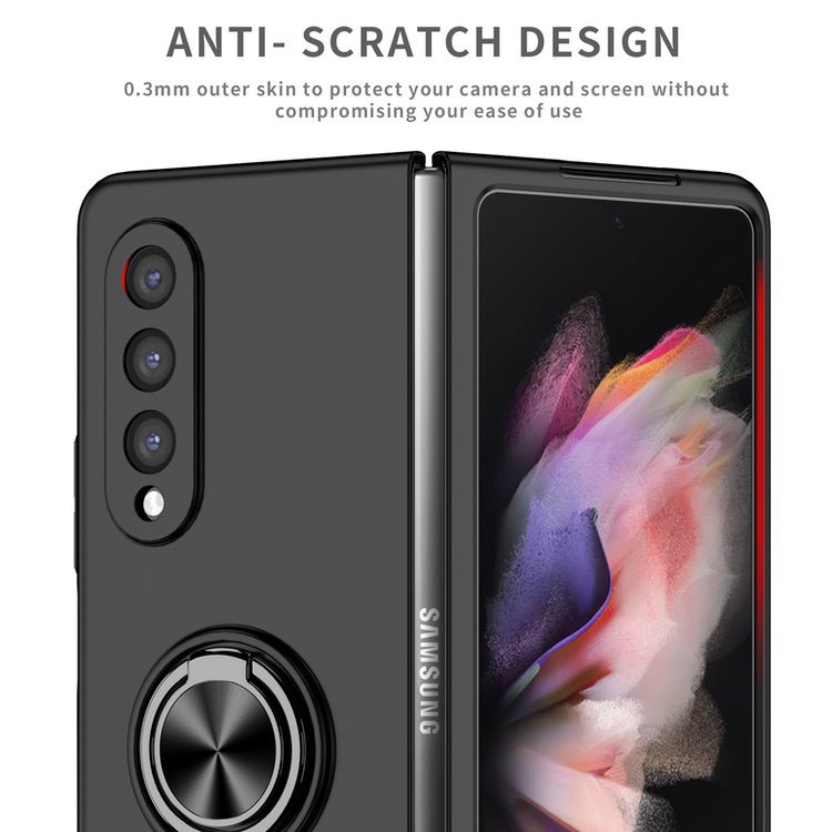 Samsung Galaxy Z Fold 4 5G Case PC With Integrated Ring Buckle - Black