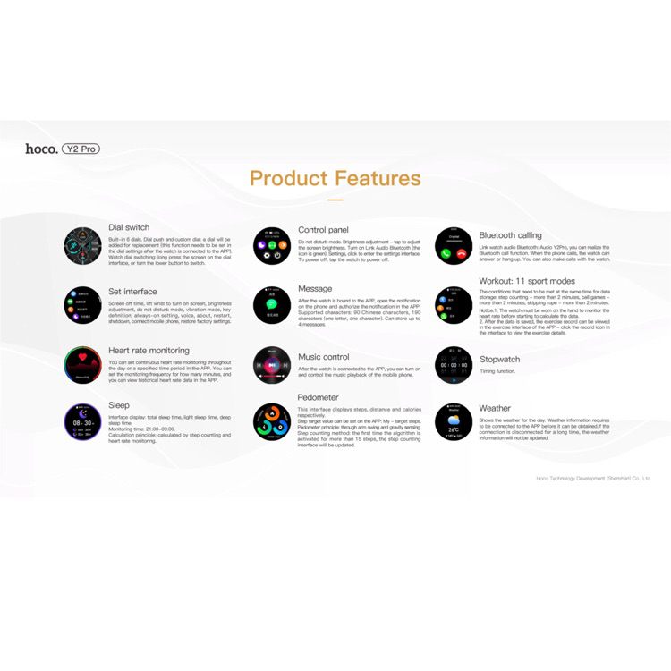 Smart Watch With Phone Call Heart Rate Sleep Monitor HOCO Sports Y2 Pro