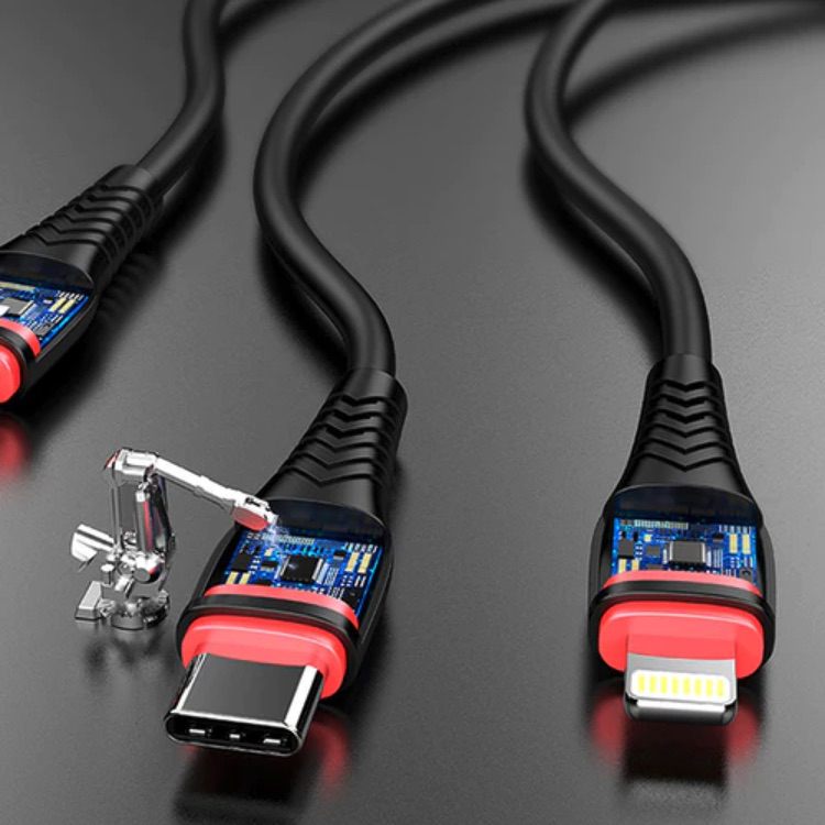 USB C, Lightning, Micro USB 3 IN 1 Fast Charging Cable - 1.2M