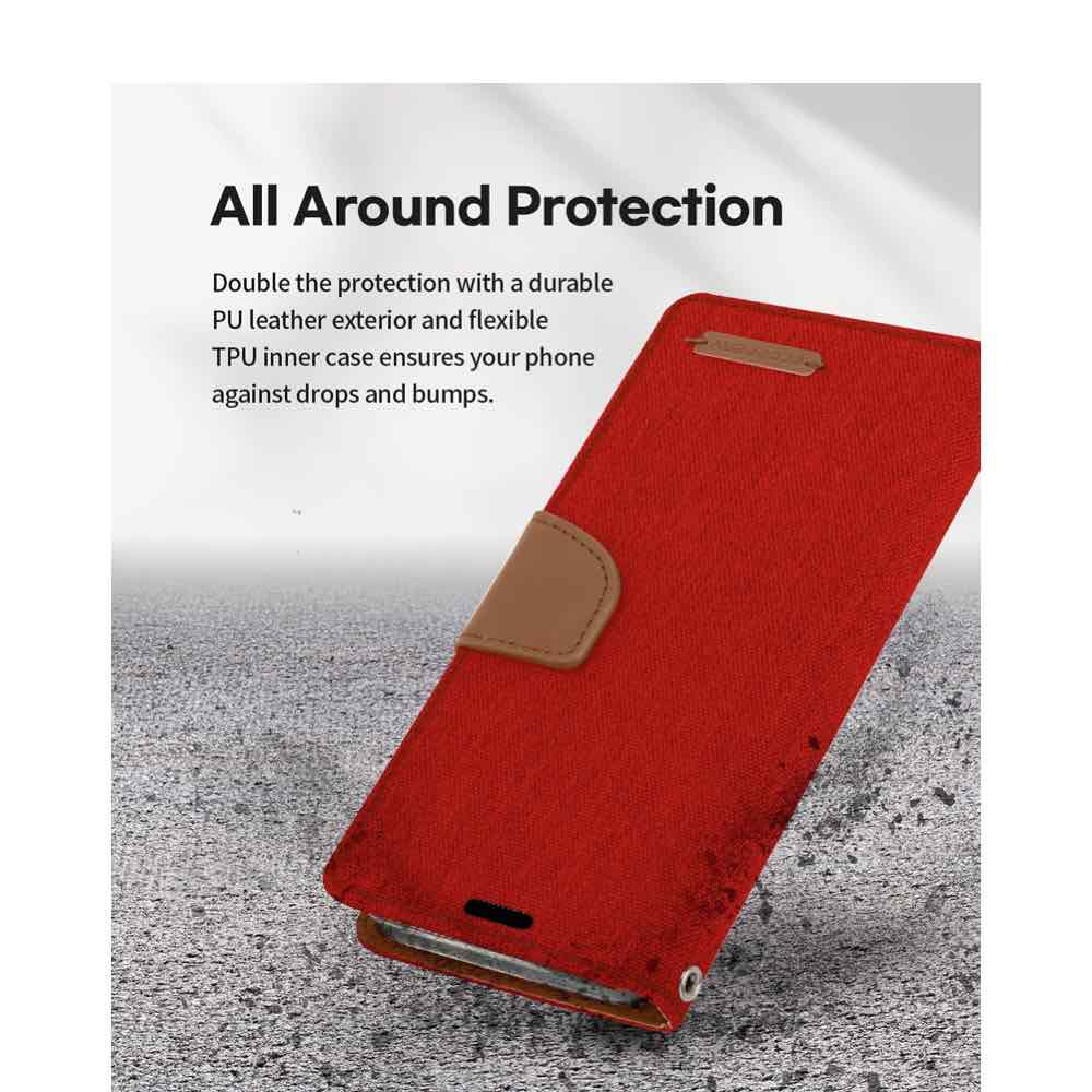 iPhone 13 Pro Max Case Mercury Canvas Diary Secure - Red