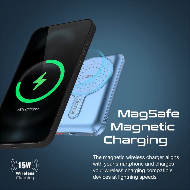 Wireless Charging Power Bank For 15W PROMATE 10000mAh - Blue