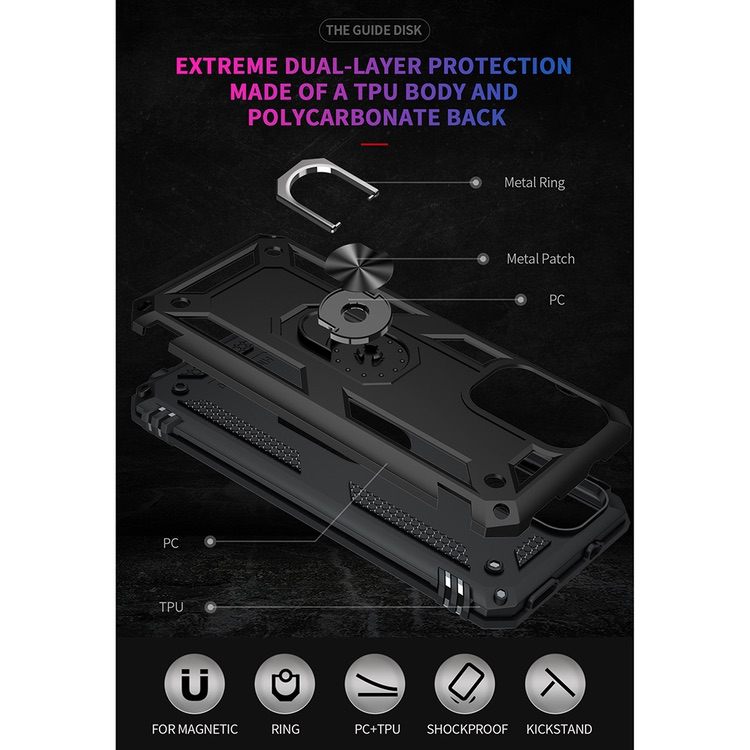 Xiaomi Redmi Note 10 Pro Case with Metal Ring Holder - Black